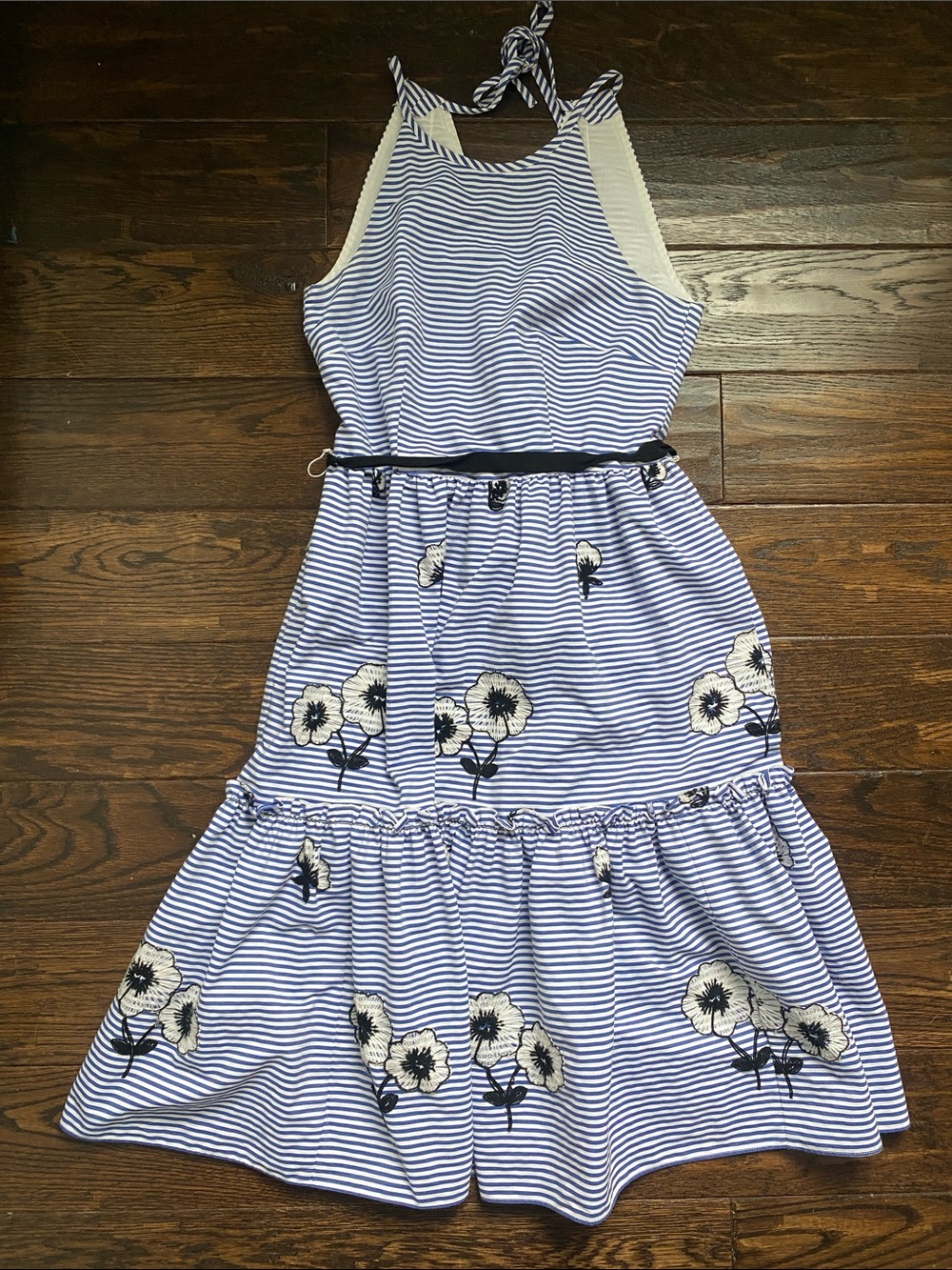 Eliza J Blue and White Striped Flower Dress